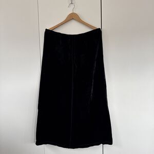 J Jill Stretch Black Velvet Pull-On Maxi Skirt Size Medium Vintage Goth Glam